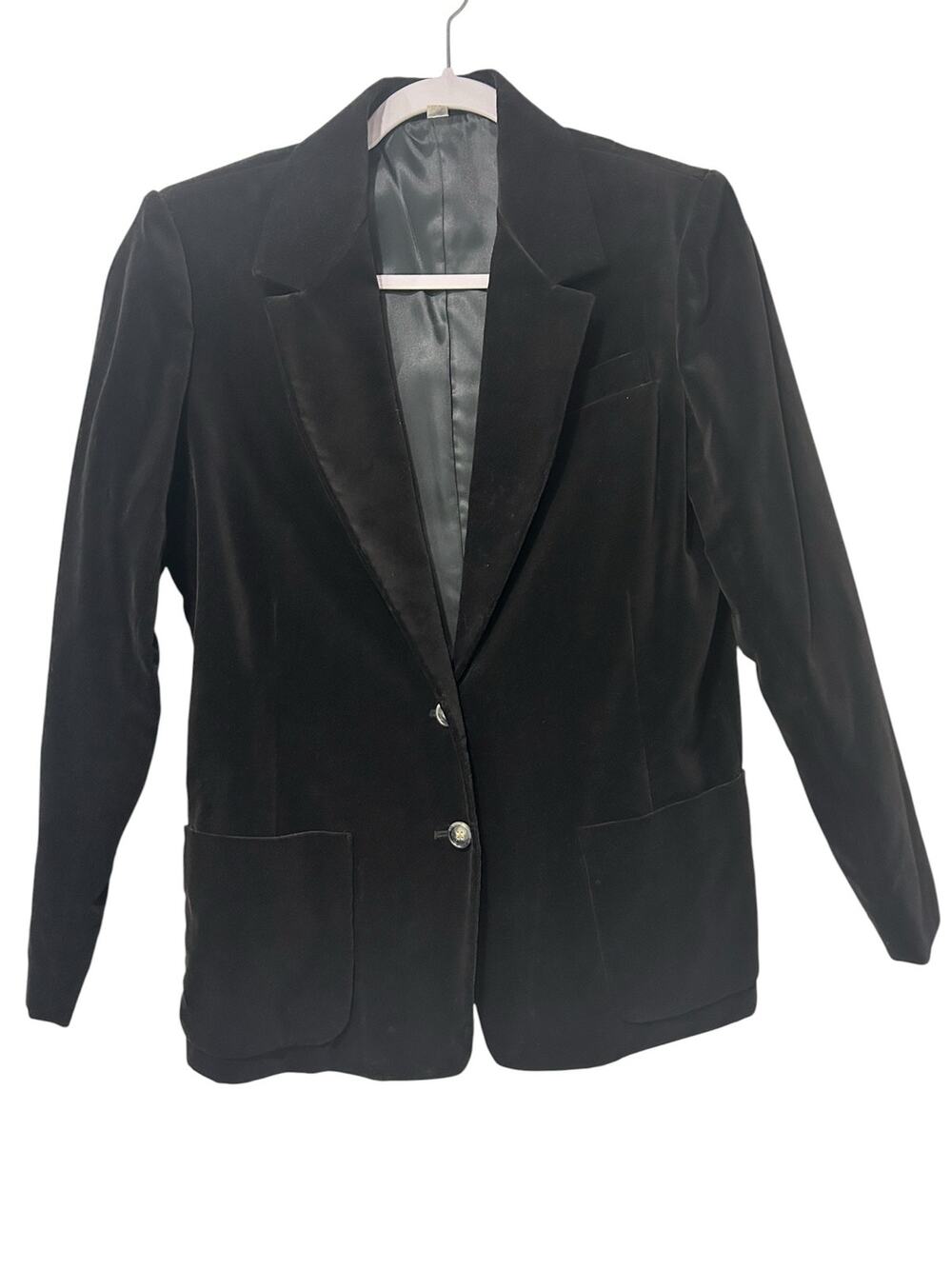 Vintage 70s Sears The Fashion Place Black Velvet Blazer Cotton Jacket Sz 12